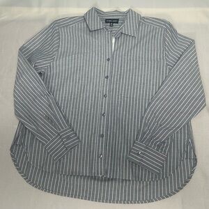 Michael Kors Charcoal and White Striped Women's Button Down Shirt